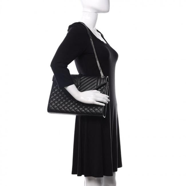 Saint Laurent Envelope Grain De Poudre Large Tri-quilt Monogram Satchel Black Leather Shoulder Bag - image 2