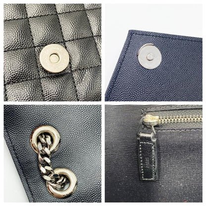 Saint Laurent Envelope Grain De Poudre Large Tri-quilt Monogram Satchel Black Leather Shoulder Bag - image 11