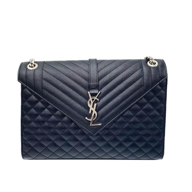 Saint Laurent Envelope Grain De Poudre Large Tri-quilt Monogram Satchel Black Leather Shoulder Bag - image 3