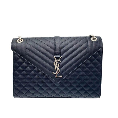 Saint Laurent Envelope Grain De Poudre Large Tri-quilt Monogram Satchel Black Leather Shoulder Bag - image 3