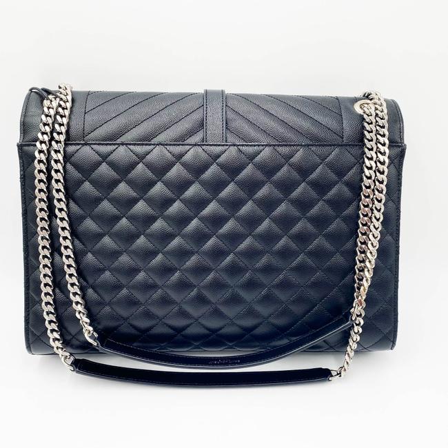 Saint Laurent Envelope Grain De Poudre Large Tri-quilt Monogram Satchel Black Leather Shoulder Bag - image 4