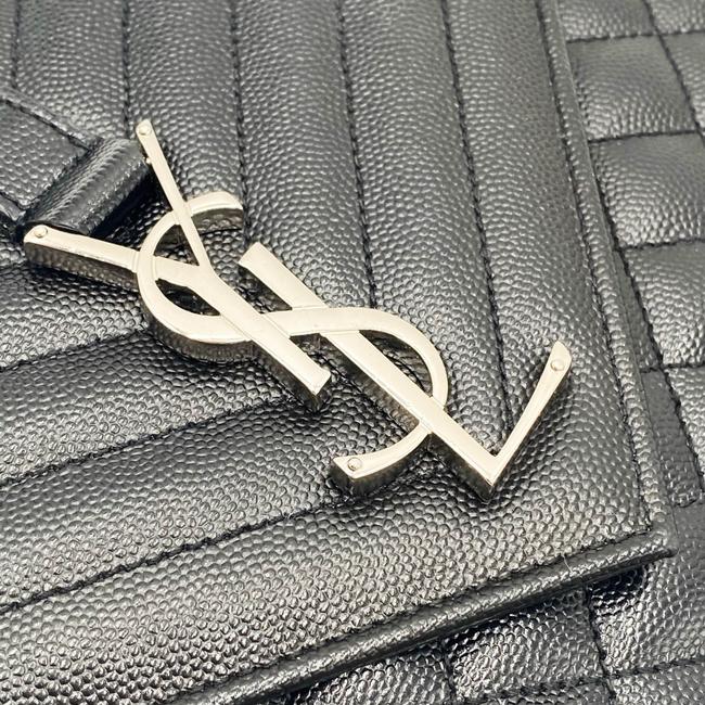 Saint Laurent Envelope Grain De Poudre Large Tri-quilt Monogram Satchel Black Leather Shoulder Bag - image 9