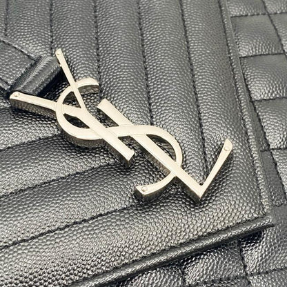 Saint Laurent Envelope Grain De Poudre Large Tri-quilt Monogram Satchel Black Leather Shoulder Bag - image 9