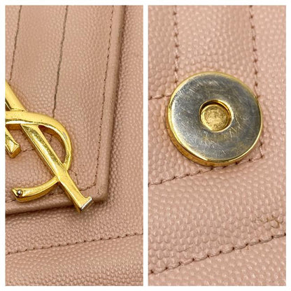 Saint Laurent Monogram Envelope Grain De Poudre Matelasse Chevron Large Dusty Rose Pink Leather Shoulder Bag - image 11