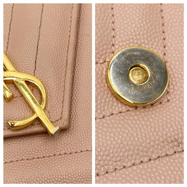 Saint Laurent Monogram Envelope Grain De Poudre Matelasse Chevron Large Dusty Rose Pink Leather Shoulder Bag - photo 11