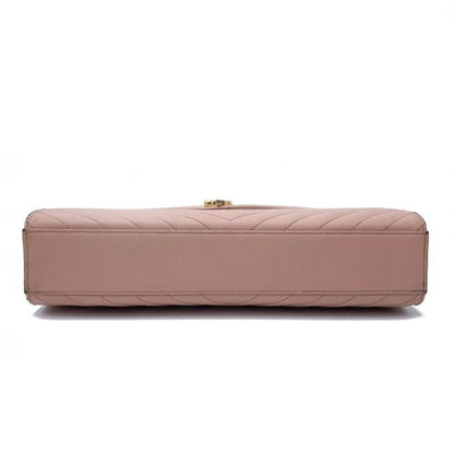Saint Laurent Monogram Envelope Grain De Poudre Matelasse Chevron Large Dusty Rose Pink Leather Shoulder Bag - photo 6