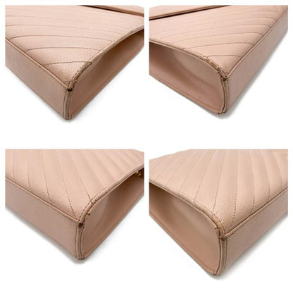 Saint Laurent Monogram Envelope Grain De Poudre Matelasse Chevron Large Dusty Rose Pink Leather Shoulder Bag - image 7