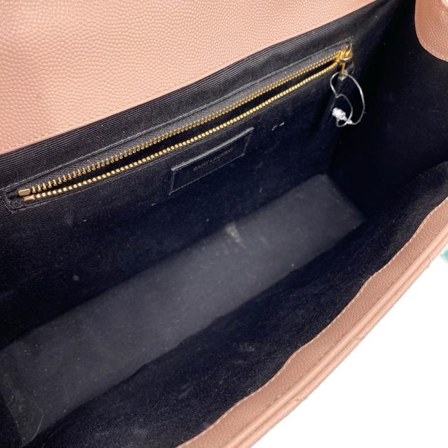 Saint Laurent Monogram Envelope Grain De Poudre Matelasse Chevron Large Dusty Rose Pink Leather Shoulder Bag - photo 10