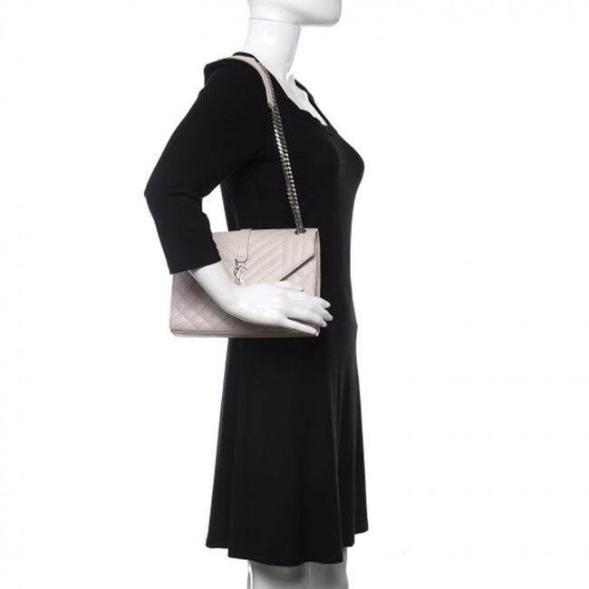 Saint Laurent Envelope Grain De Poudre Textured Mixed Matelasse Medium Triquilt Monogram Satc White Leather Shoulder Bag - image 2