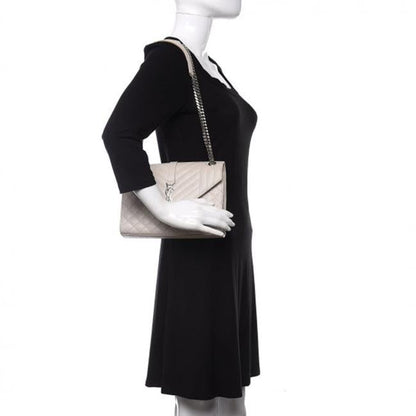 Saint Laurent Envelope Grain De Poudre Textured Mixed Matelasse Medium Triquilt Monogram Satc White Leather Shoulder Bag - image 2