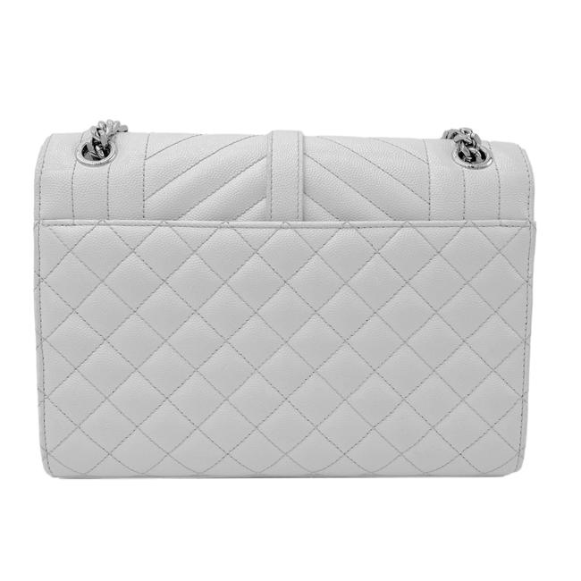 Saint Laurent Envelope Grain De Poudre Textured Mixed Matelasse Medium Triquilt Monogram Satc White Leather Shoulder Bag - image 5