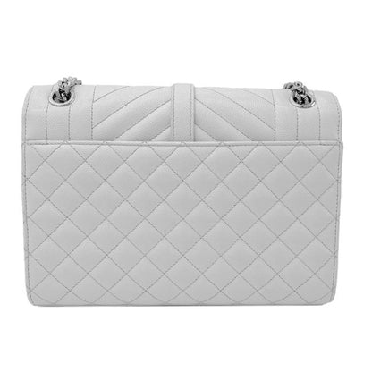 Saint Laurent Envelope Grain De Poudre Textured Mixed Matelasse Medium Triquilt Monogram Satc White Leather Shoulder Bag - image 5