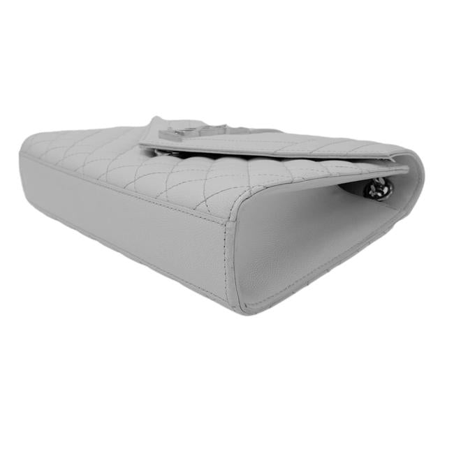 Saint Laurent Envelope Grain De Poudre Textured Mixed Matelasse Medium Triquilt Monogram Satc White Leather Shoulder Bag - image 7