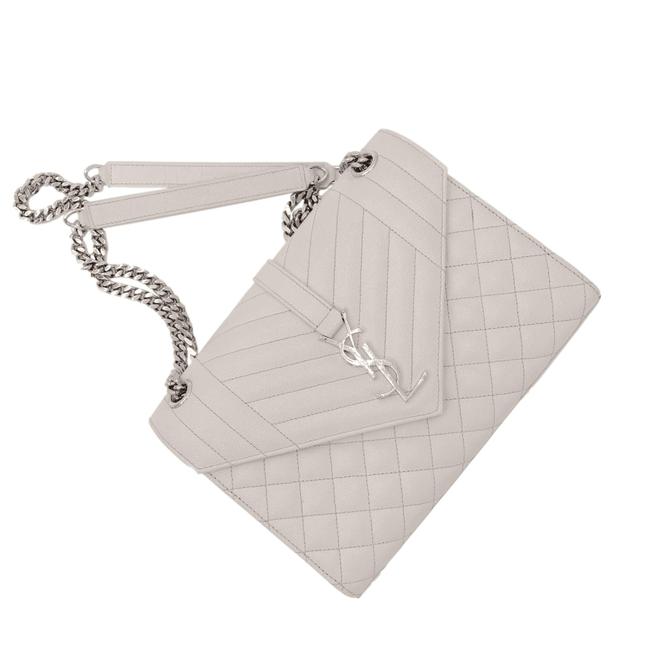 Saint Laurent Envelope Grain De Poudre Textured Mixed Matelasse Medium Triquilt Monogram Satc White Leather Shoulder Bag - image 9