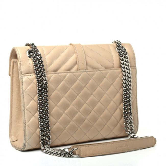 Saint Laurent Envelope Grain De Poudre Textured Mixed Matelasse Triquilt Medium Monogram Satc Beige Leather Shoulder Bag - image 2