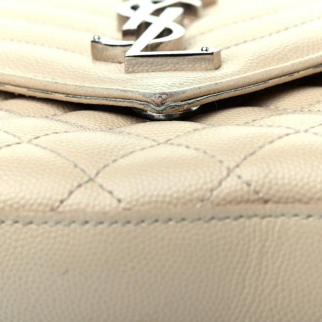 Saint Laurent Envelope Grain De Poudre Textured Mixed Matelasse Triquilt Medium Monogram Satc Beige Leather Shoulder Bag - image 4