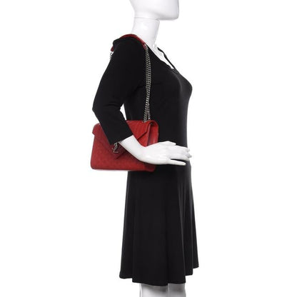 Saint Laurent Monogram Envelope Grain De Poudre Textured Mixed Matelasse Triquilt Medium Red Leather Shoulder Bag - image 2