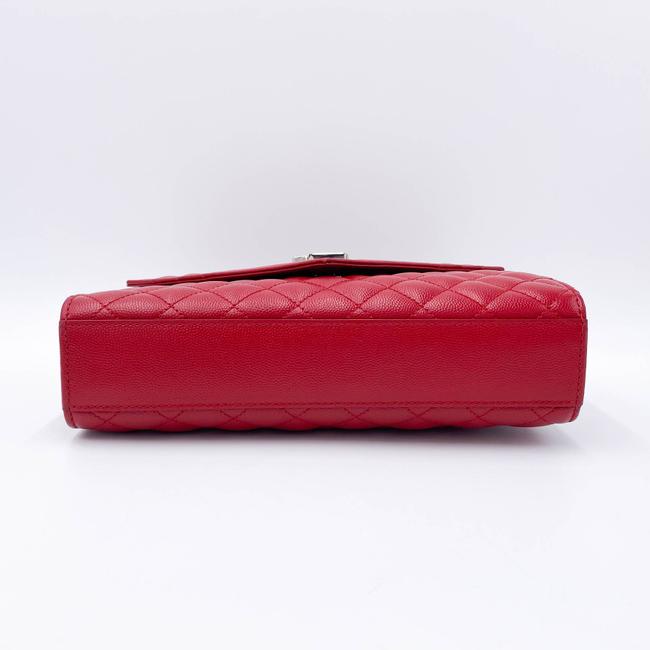 Saint Laurent Monogram Envelope Grain De Poudre Textured Mixed Matelasse Triquilt Medium Red Leather Shoulder Bag - image 5