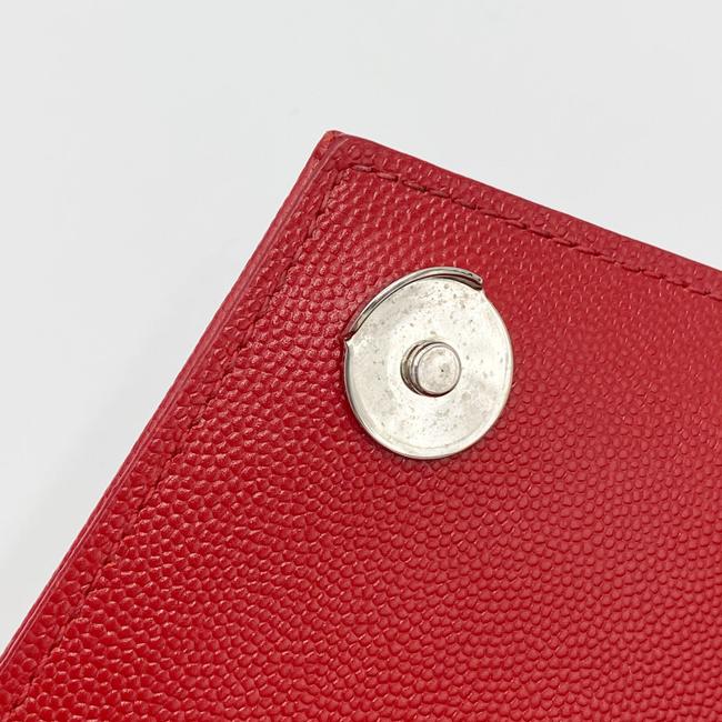 Saint Laurent Monogram Envelope Grain De Poudre Textured Mixed Matelasse Triquilt Medium Red Leather Shoulder Bag - image 6