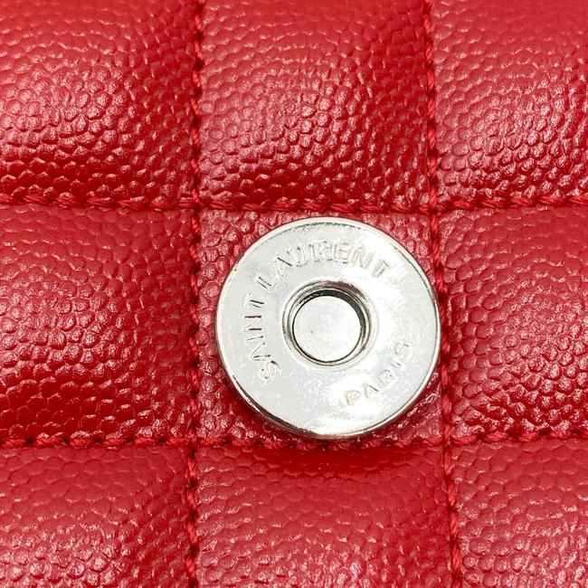 Saint Laurent Monogram Envelope Grain De Poudre Textured Mixed Matelasse Triquilt Medium Red Leather Shoulder Bag - image 7
