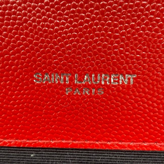 Saint Laurent Monogram Envelope Grain De Poudre Textured Mixed Matelasse Triquilt Medium Red Leather Shoulder Bag - image 9
