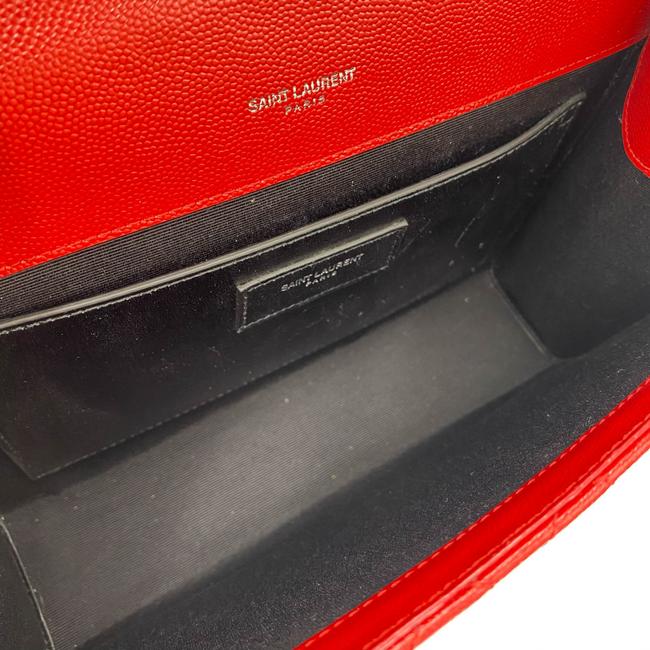 Saint Laurent Monogram Envelope Grain De Poudre Textured Mixed Matelasse Triquilt Medium Red Leather Shoulder Bag - image 10