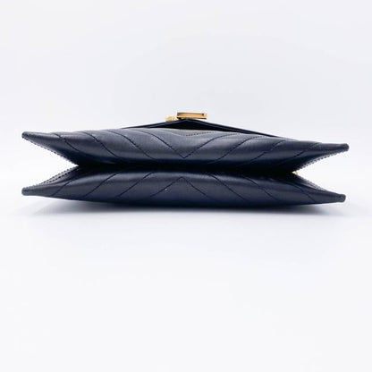 Saint Laurent Envelope Lambskin Matelasse Chevron Medium Monogram Satchel Black Leather Shoulder Bag - image 6