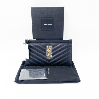 Saint Laurent Envelope Monogram Matelasse Zip Pouch Black Leather Clutch - image 3