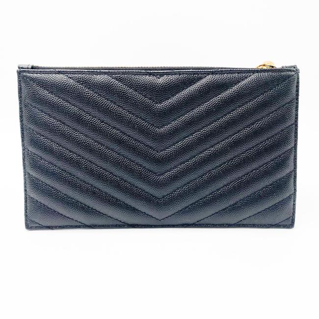 Saint Laurent Envelope Monogram Matelasse Zip Pouch Black Leather Clutch - image 5