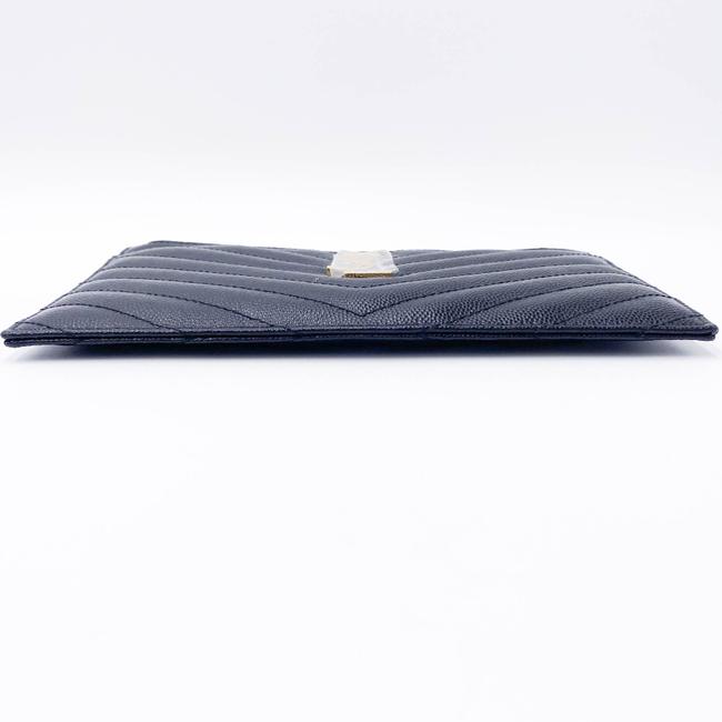 Saint Laurent Envelope Monogram Matelasse Zip Pouch Black Leather Clutch - image 6