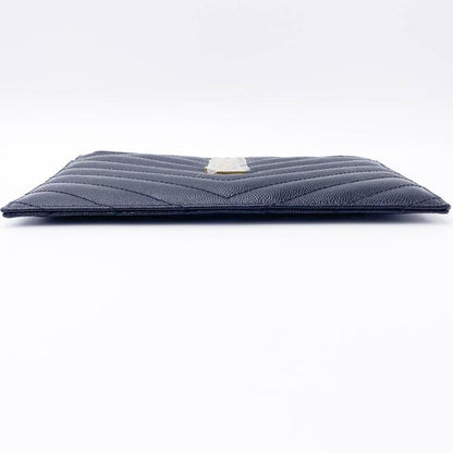 Saint Laurent Envelope Monogram Matelasse Zip Pouch Black Leather Clutch - photo 6
