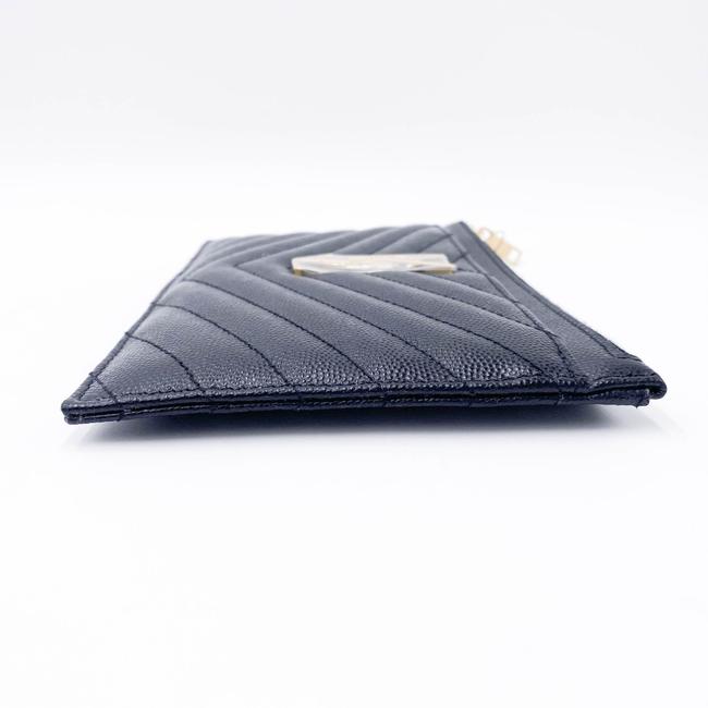 Saint Laurent Envelope Monogram Matelasse Zip Pouch Black Leather Clutch - image 7