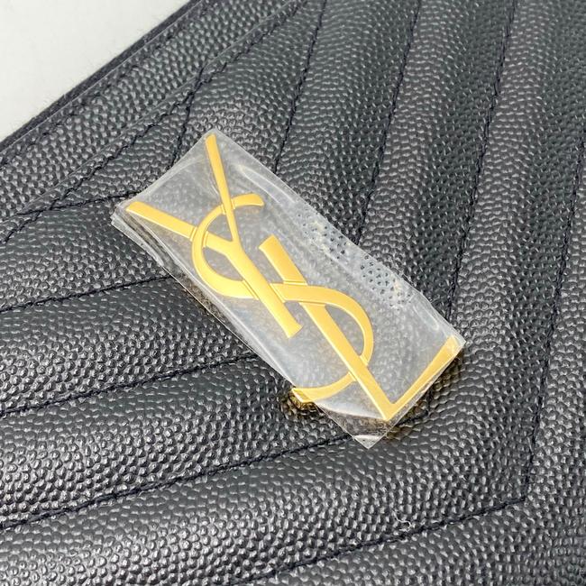 Saint Laurent Envelope Monogram Matelasse Zip Pouch Black Leather Clutch - image 9