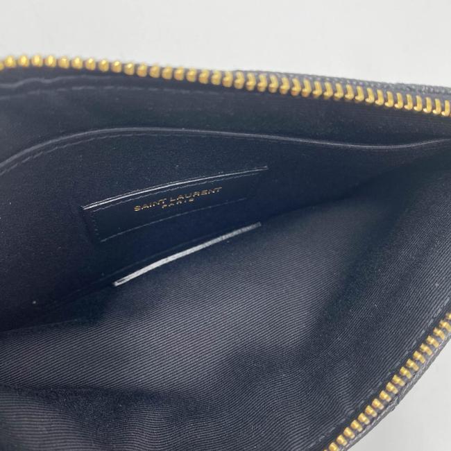 Saint Laurent Envelope Monogram Matelasse Zip Pouch Black Leather Clutch - photo 10