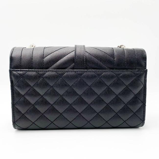Saint Laurent Envelope Small Ysl Monogram Satchel Black Leather Shoulder Bag - photo 4
