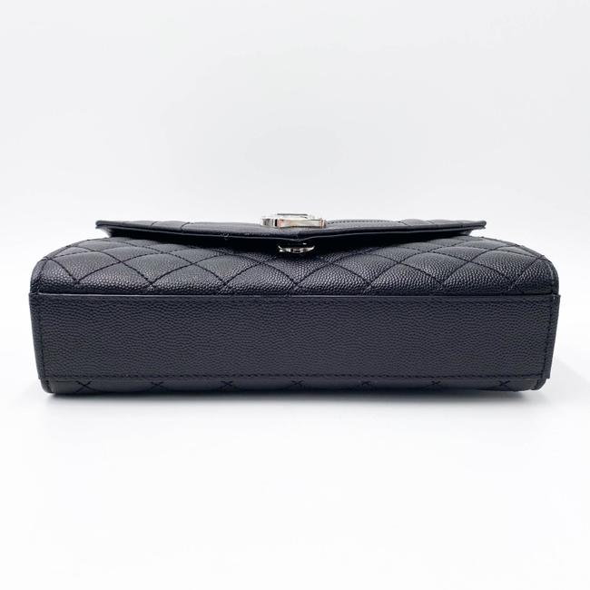 Saint Laurent Envelope Small Ysl Monogram Satchel Black Leather Shoulder Bag - photo 5