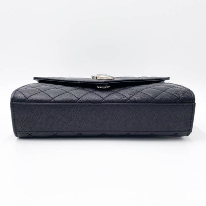 Saint Laurent Envelope Small Ysl Monogram Satchel Black Leather Shoulder Bag - photo 5