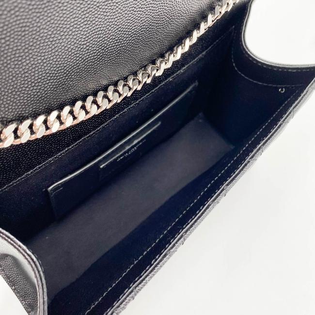 Saint Laurent Envelope Small Ysl Monogram Satchel Black Leather Shoulder Bag - photo 7