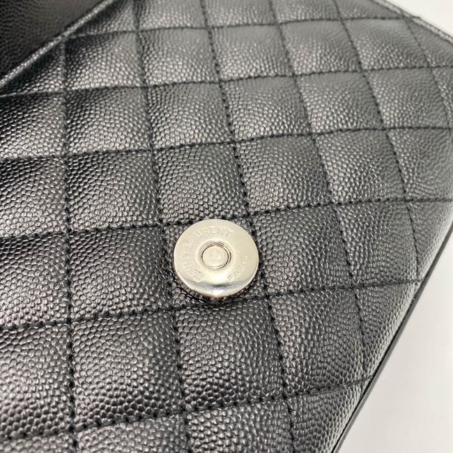 Saint Laurent Envelope Small Ysl Monogram Satchel Black Leather Shoulder Bag - photo 9