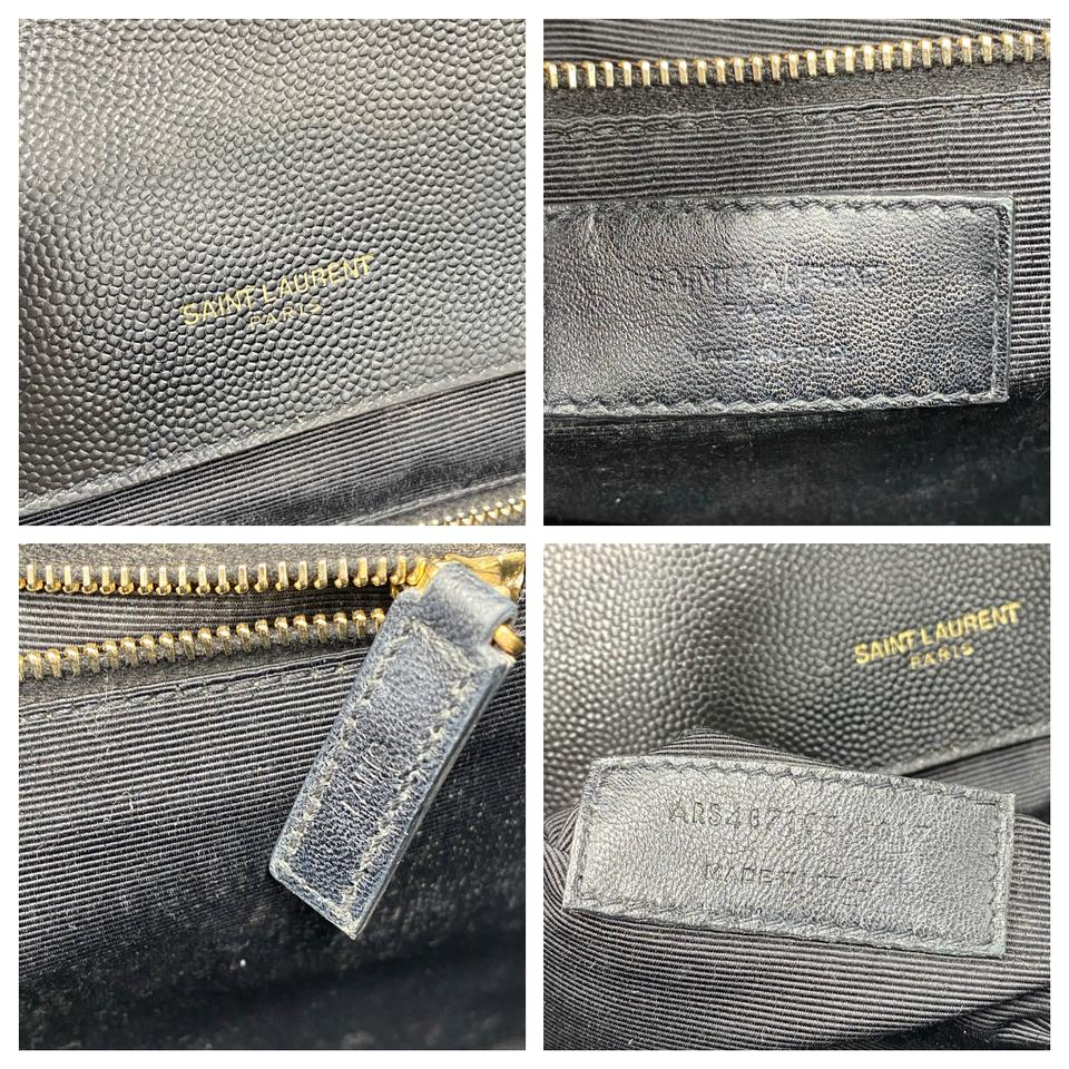 Saint Laurent Grain De Poudre Matelasse Chevron Large Monogram Black Leather Satchel - photo 11