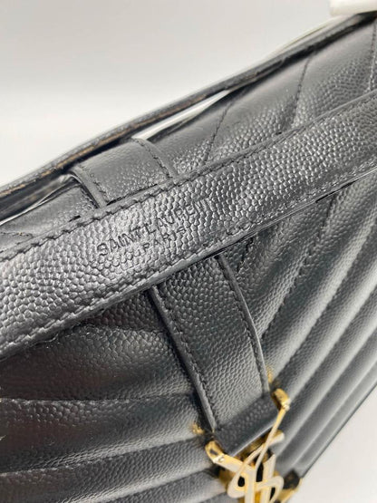 Saint Laurent Grain De Poudre Matelasse Chevron Large Monogram Black Leather Satchel - photo 12