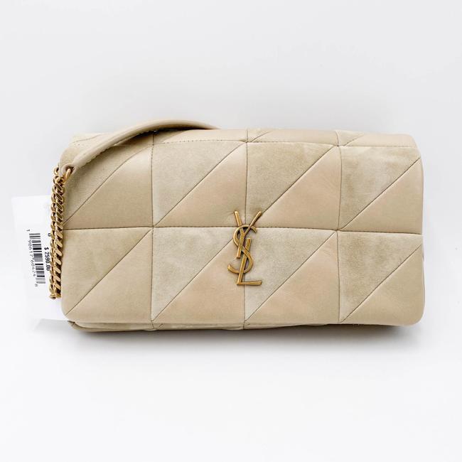 Saint Laurent Jamie Suede Patchwork Monogram Medium Baguette Sea Salt Beige Lambskin Leather Shoulder Bag - image 4