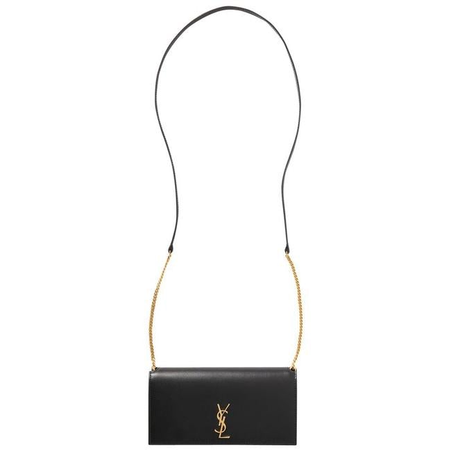 Saint Laurent Kate Ysl Monogram Phone Holder with Strap In Smooth Black Leather Cross Body Bag - image 1