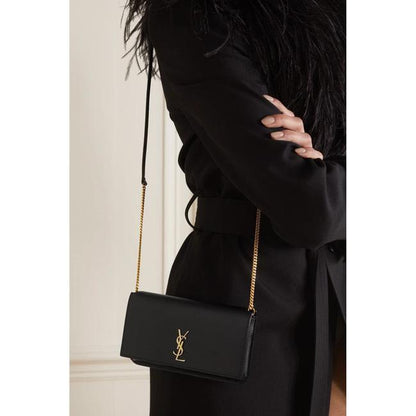 Saint Laurent Kate Ysl Monogram Phone Holder with Strap In Smooth Black Leather Cross Body Bag - image 2