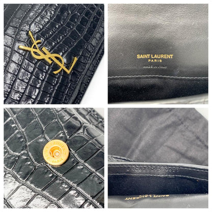 Saint Laurent Kate Monogram Croc-effect Phone Holder Black Leather Cross Body Bag - photo 12