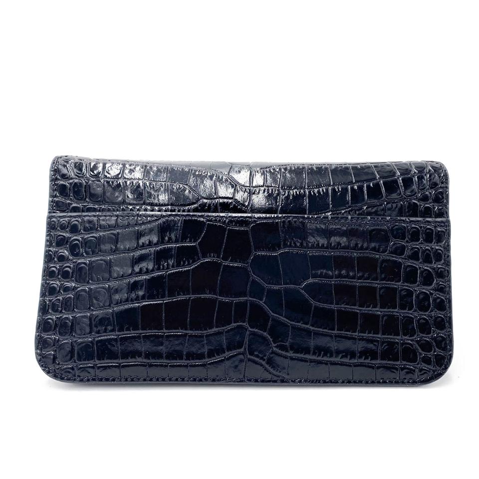 Saint Laurent Kate Monogram Croc-effect Phone Holder Black Leather Cross Body Bag - photo 5