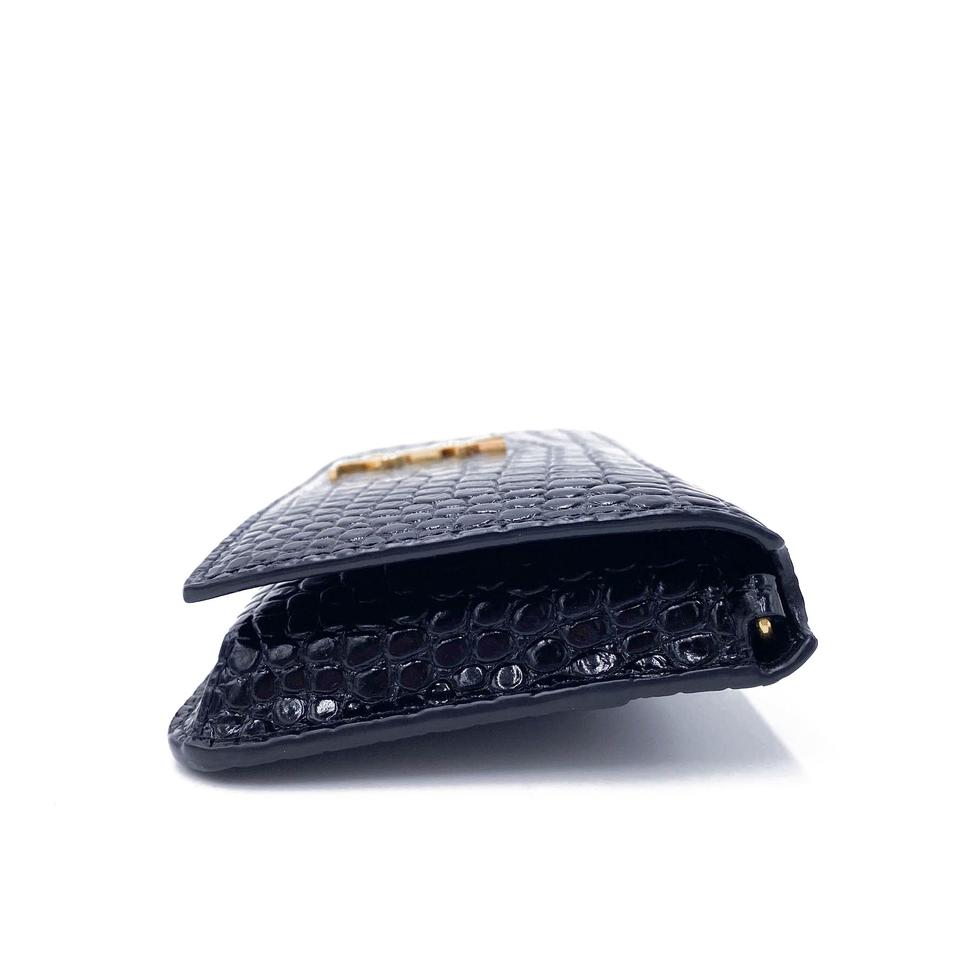 Saint Laurent Kate Monogram Croc-effect Phone Holder Black Leather Cross Body Bag - photo 6