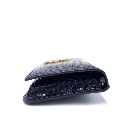 Saint Laurent Kate Monogram Croc-effect Phone Holder Black Leather Cross Body Bag - photo 6