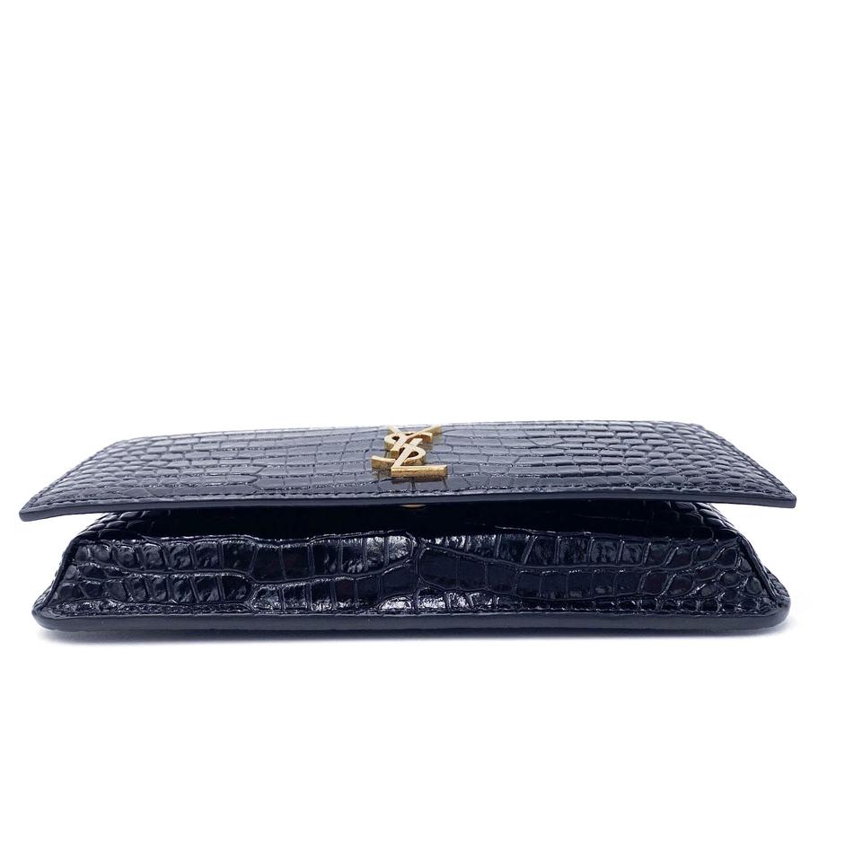 Saint Laurent Kate Monogram Croc-effect Phone Holder Black Leather Cross Body Bag - photo 7