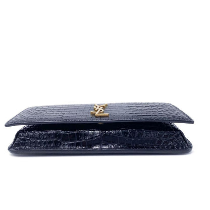 Saint Laurent Kate Monogram Croc-effect Phone Holder Black Leather Cross Body Bag - photo 7